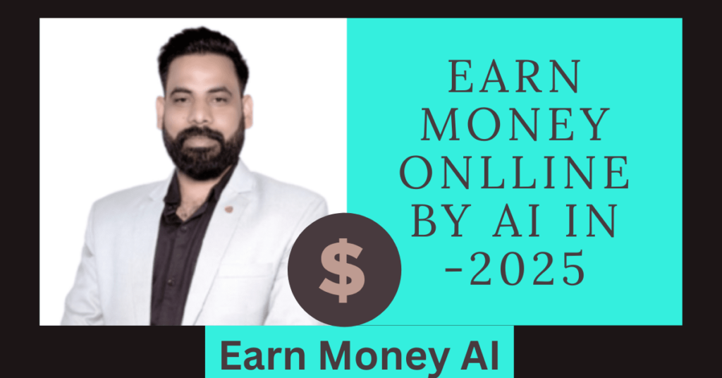 Person using AI tools on laptop to earn money online in 2025 through freelancing, blogging, and automation.