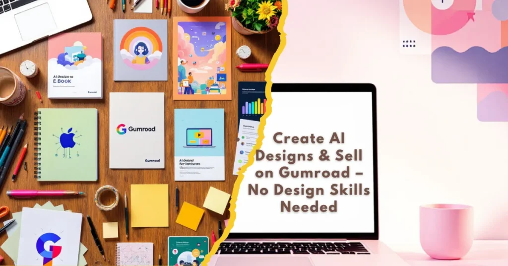 A person creating digital coaster designs with AI tools like Canva and selling them on Gumroad