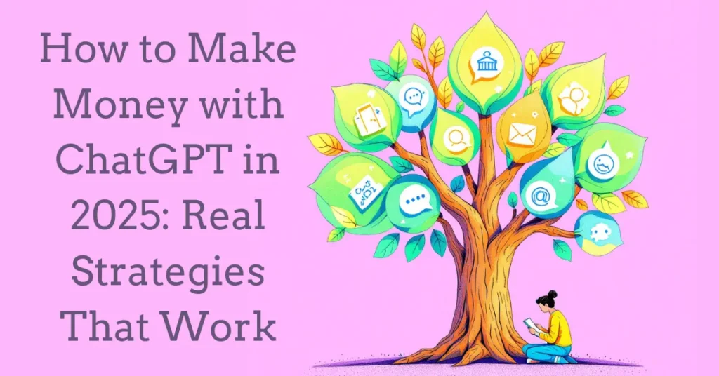 Person using ChatGPT on a laptop to generate ideas and make money online in 2025