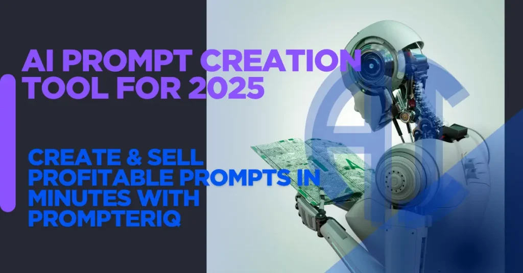 Feature image showing PrompterIQ AI Prompt Creation Tool for 2025, helping users create and sell profitable AI prompts for ChatGPT and Midjourney. Ideal for passive income, no writing or tech skills needed.