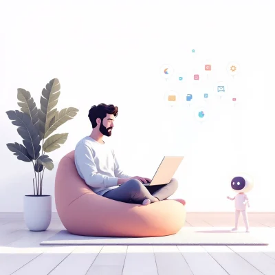 Boost Freelance Success in 2025 with AI Tools for Graphic Design & Content Writing AI assisting a freelancer in 2025 with graphic design and content writing, streamlining workflow, automating tasks, and enhancing productivity.
