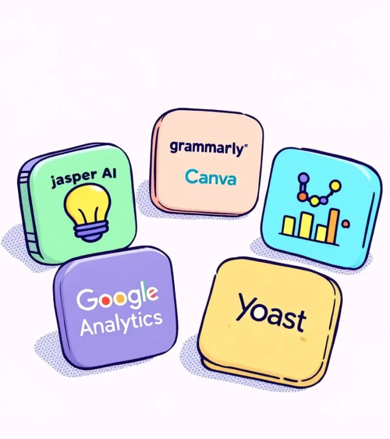 Blogging tools and dashboard analytics on a screen